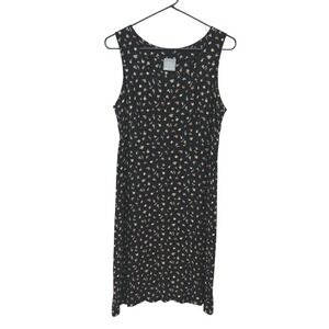 Black Ditsy Floral Midi Dress M Cottagecore‎ Dark Academia Romantic Indie